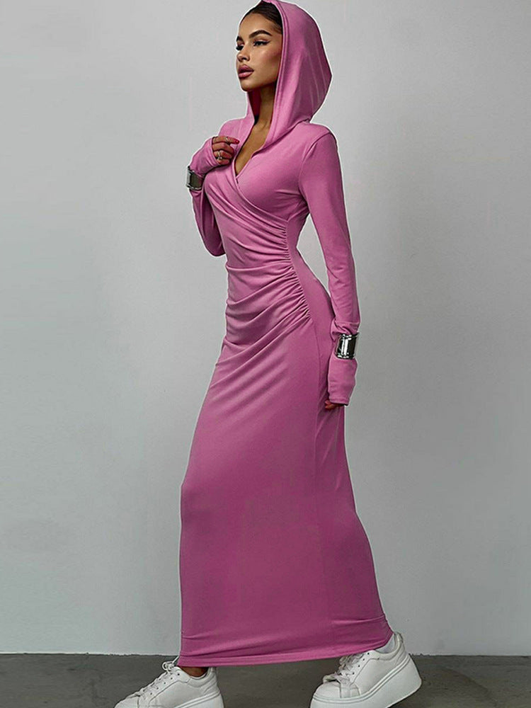 Robe longue pour femme Berg-Feldt avec capuche et plis sophistiqués