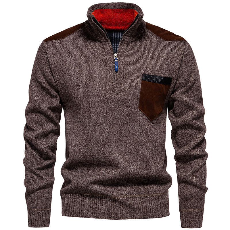 Herren Stehkragenpullover mit kontrastierenden Details und praktischen Taschen Berg-Feldt