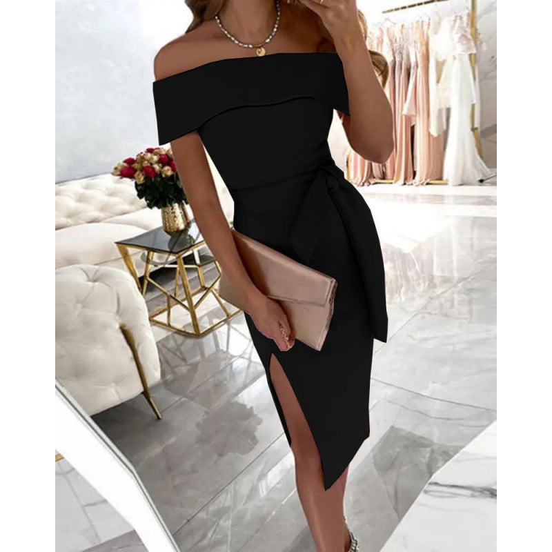 Robe midi élégante pour femme avec ceinture et col bateau de berg-feldt