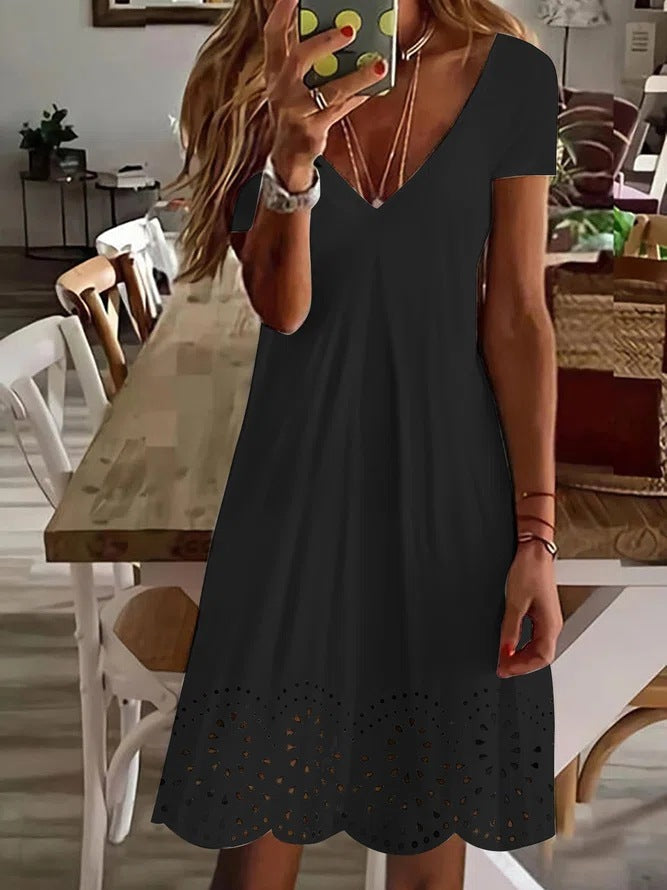 Robe femme Berg-Feldt à col en V et ourlet ajouré