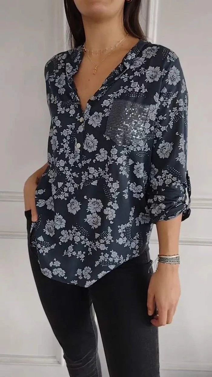 Chemisier femme à motif floral et sequins brillants, par berg-feldt