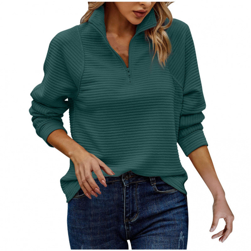 Pullover matelassé douillet pour femme avec col montant et demi-zip Berg-Feldt