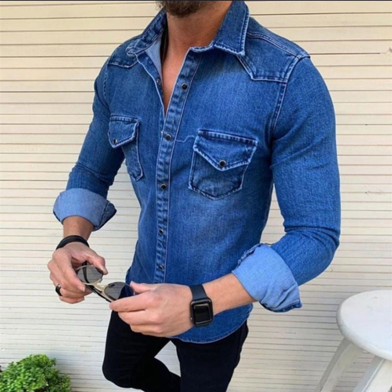 Chemise en jean pour homme à coupe moderne avec poches poitrine pratiques Berg-Feldt