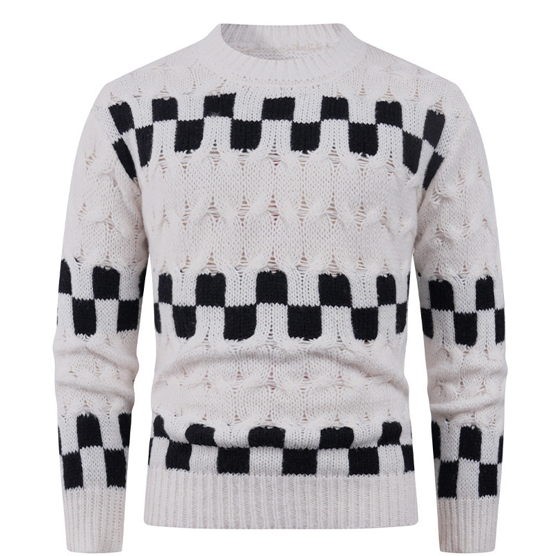 Pull en maille pour homme avec motifs géométriques créatifs et col montant Berg-Feldt