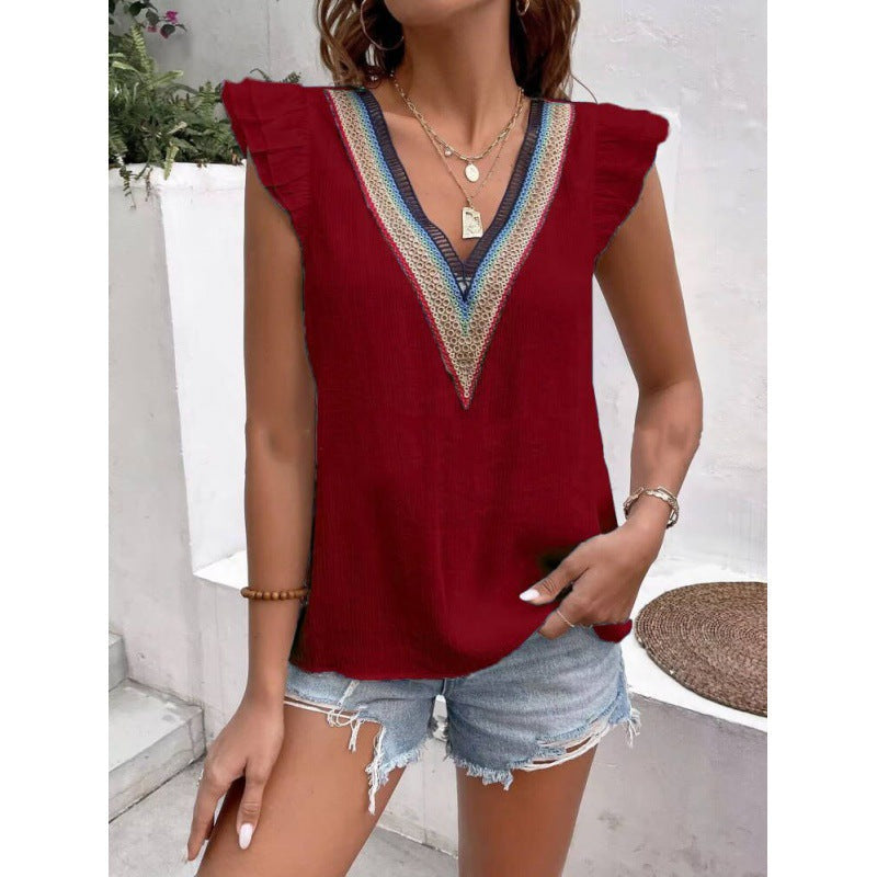 Berg-Feldt Blouse pour femme, décolleté en V et ornée de motifs