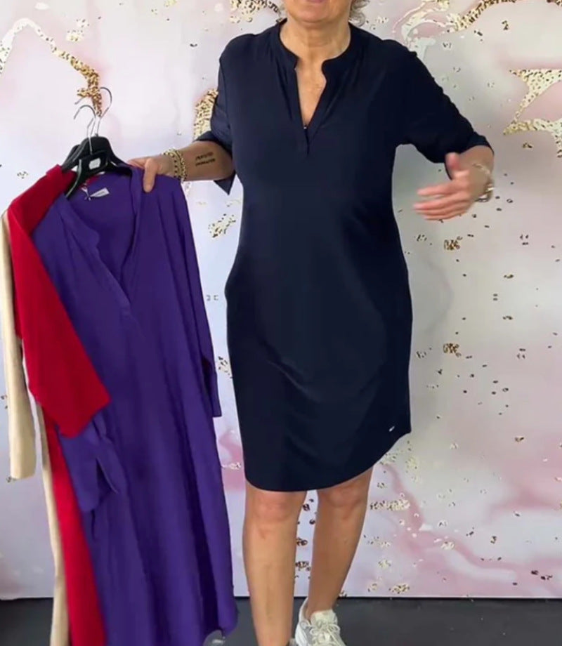 Elegantes Damen Freizeitkleid mit Stehkragen und praktischem Knopfverschluss von berg-feldt