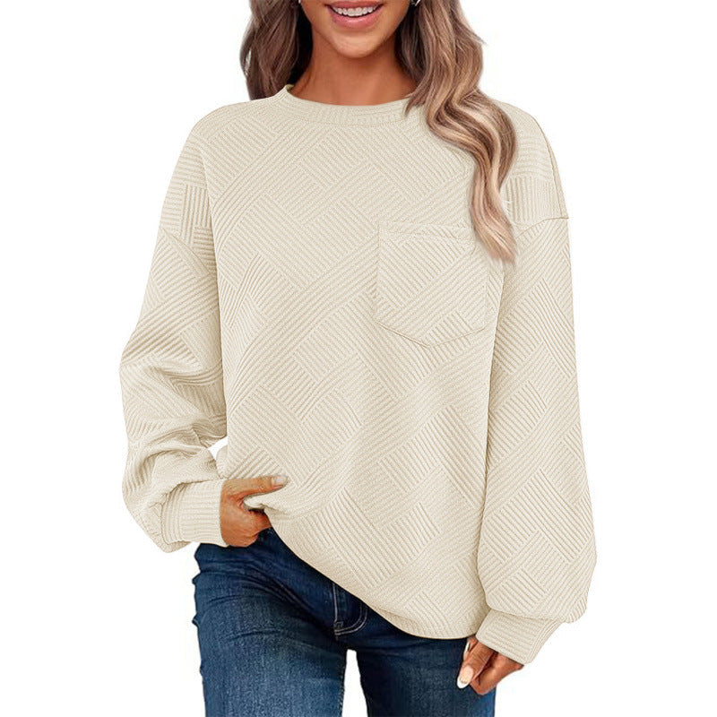 Pull décontracté pour femme avec motif texturé et poche poitrine pratique Berg-Feldt