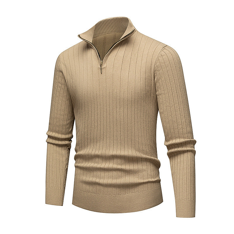 Pull pour homme en maille de qualité avec col montant moderne et fermeture éclair Berg-Feldt