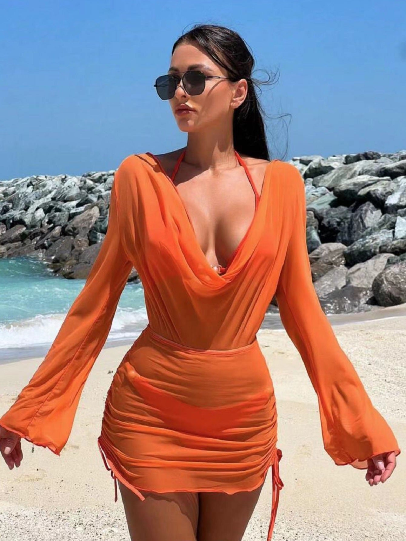 Robe de plage drapée à décolleté en V profond pour femme Berg-Feldt