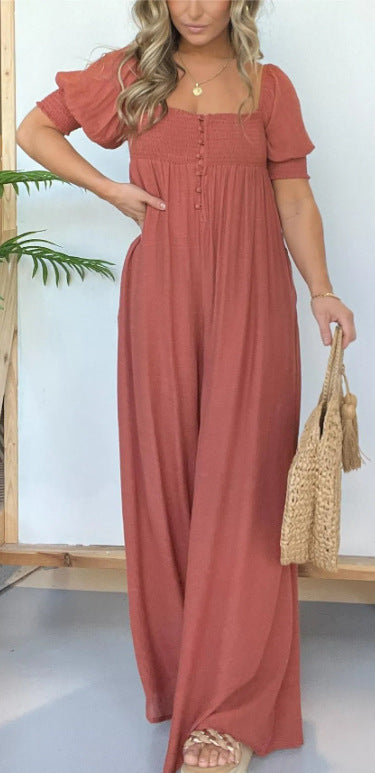 Berg-Feldt Robe longue pour femme, coupe décontractée à manches bouffantes