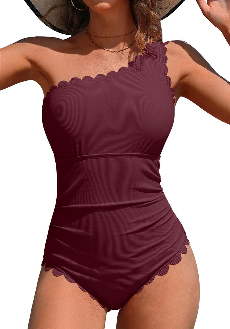 Elegantes, figurbetontes Damen-Badekleid mit Wellenrand von berg-feldt