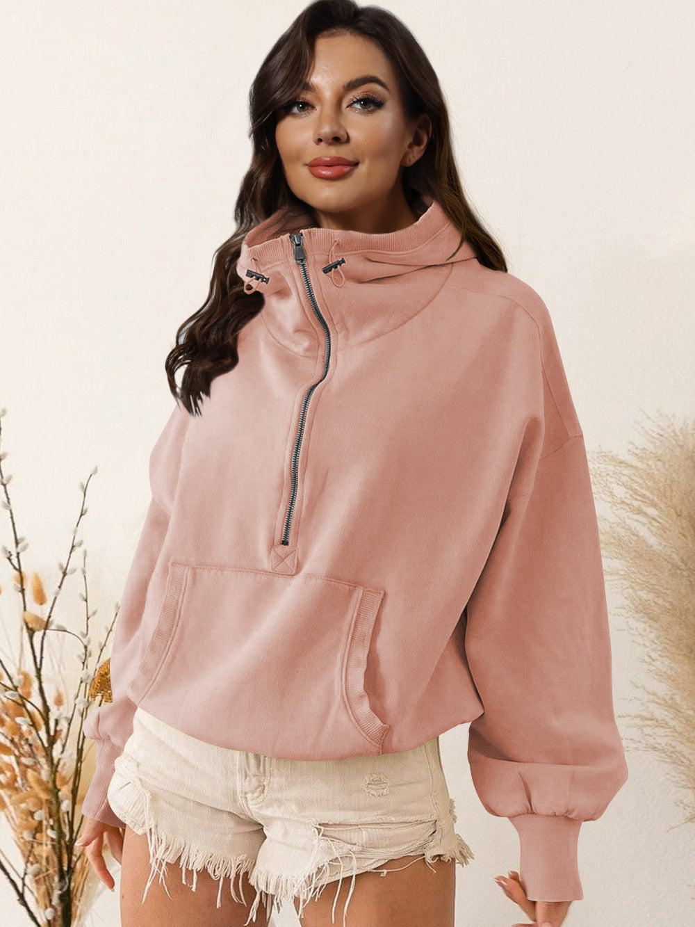 Sweat à capuche décontracté mi-zippé Femme Berg-Feldt