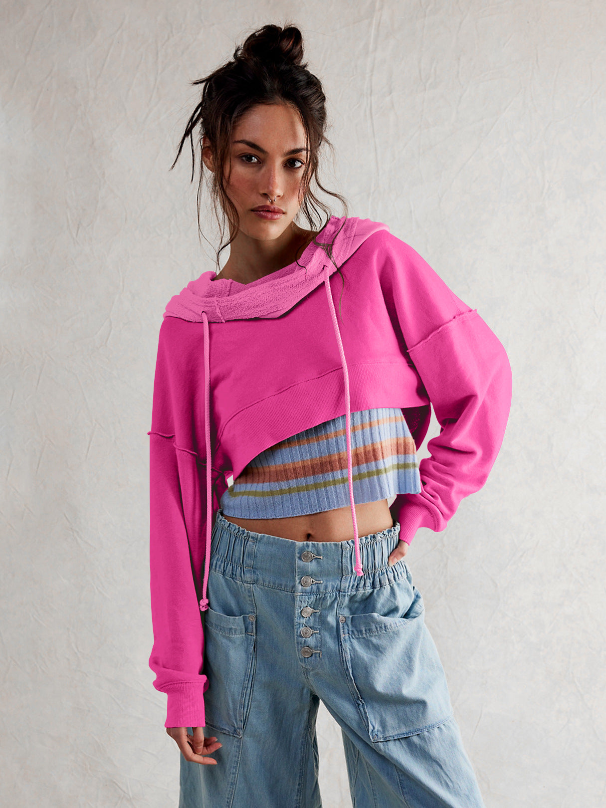 Sweat-shirt court décontracté pour femme avec poche kangourou Berg-Feldt