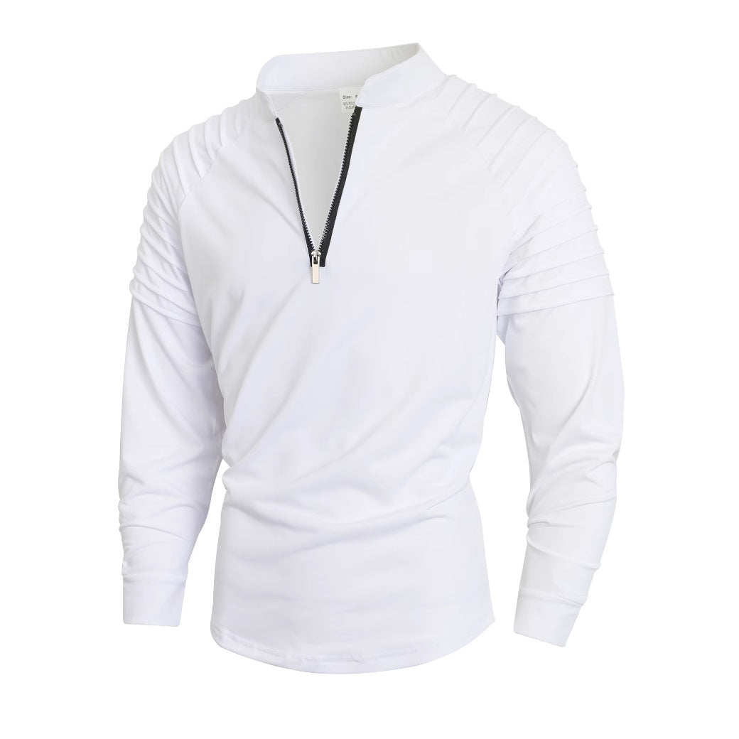 Herren Langarmshirt mit modernem Stehkragen und Reißverschluss Berg-Feldt