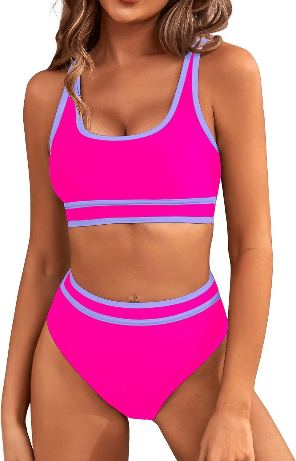 Haut de maillot de bain sportif pour femme avec larges bretelles et échancrure haute de berg-feldt