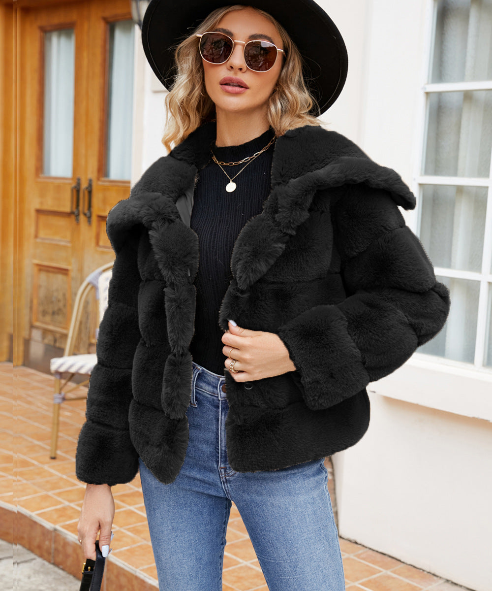 Damen Fleece-Puffjacke mit Kapuze Berg-Feldt