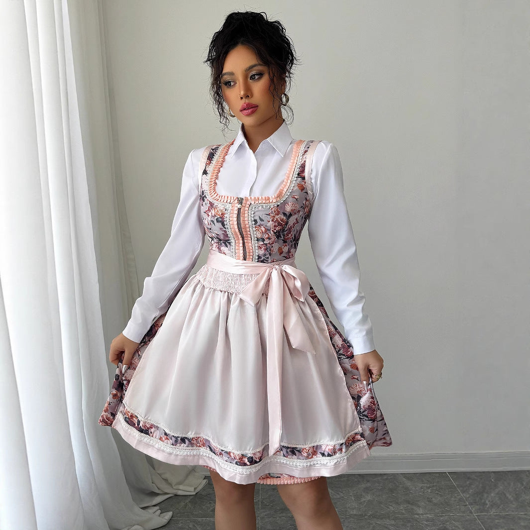 Dirndl Berg-Feldt avec motif floral et tablier