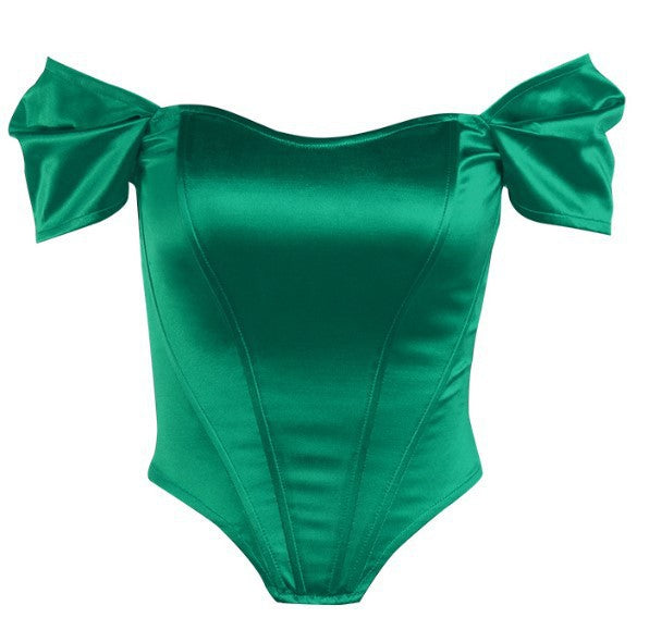 Damen Haut-schulterfreies Oberteil Elegant Puffärmel Berg-Feldt