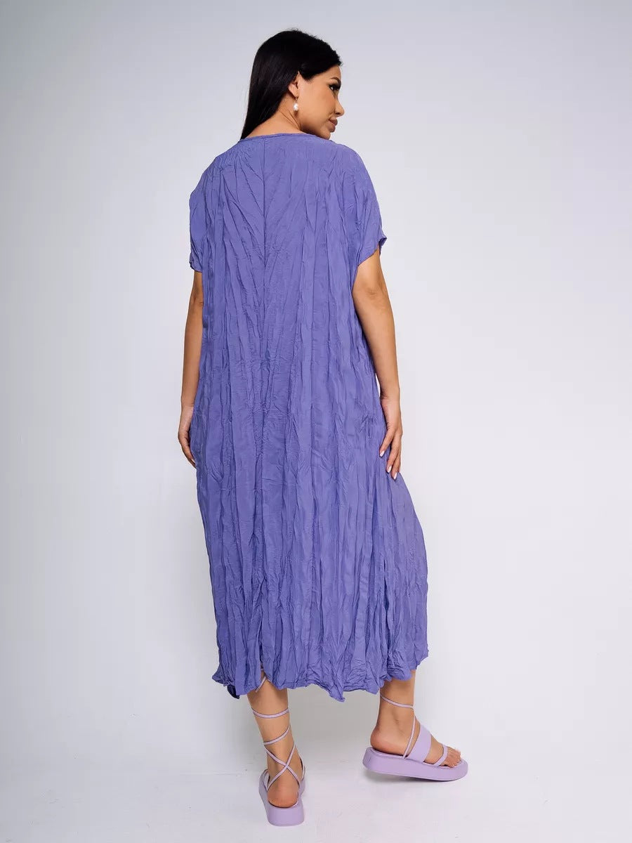 Robe mi-longue plissée décontractée pour femme à manches courtes de berg-feldt