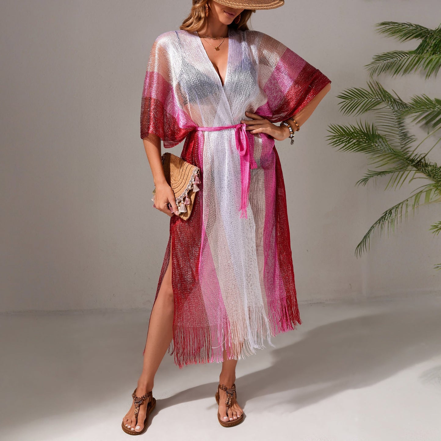 Cache-maillot léger et transparent à franges pour femme par berg-feldt