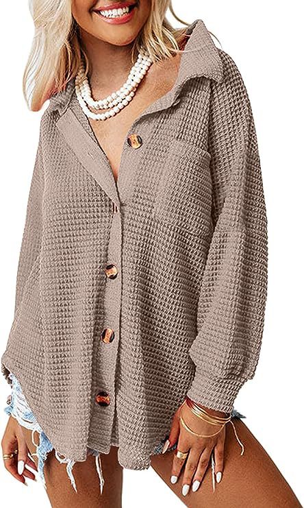 Chemise-veste gaufrée décontractée boutonnée pour femme, coloris Berg-Feldt