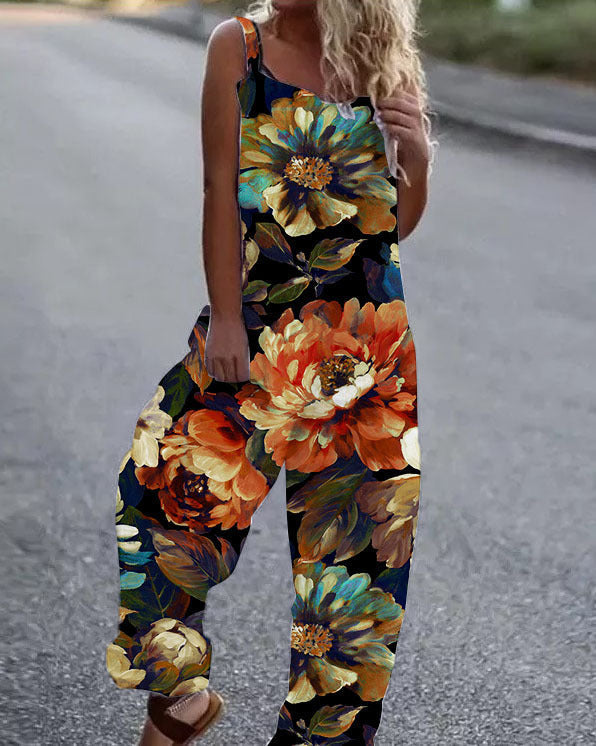Berg-Feldt | Große Blumenmuster Leichte Stoff Latzhose