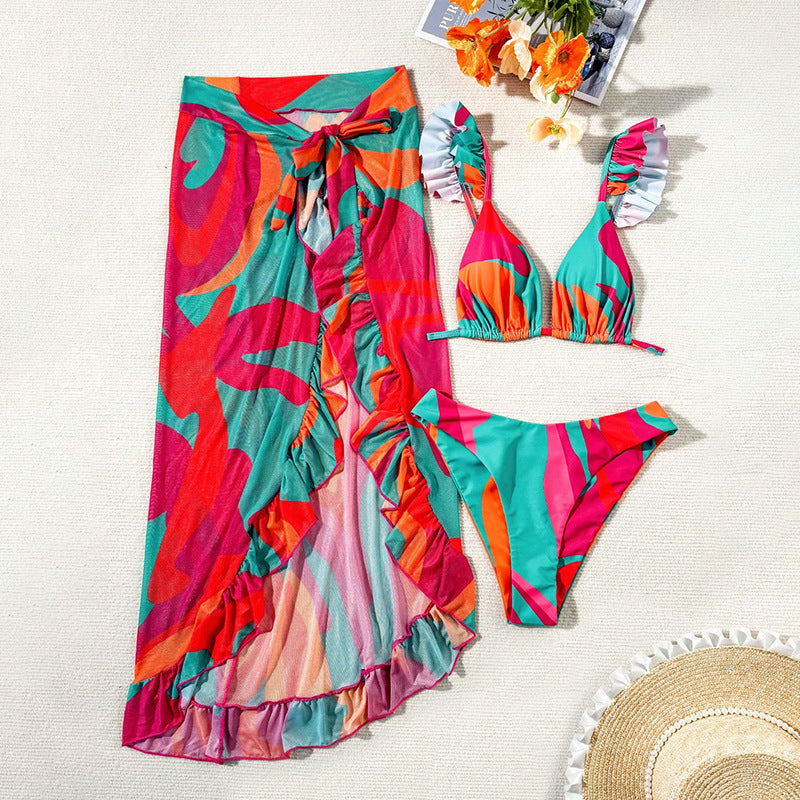 Ensemble de bikini pour femme avec haut à volants et jupe paréo tendance de berg-feldt