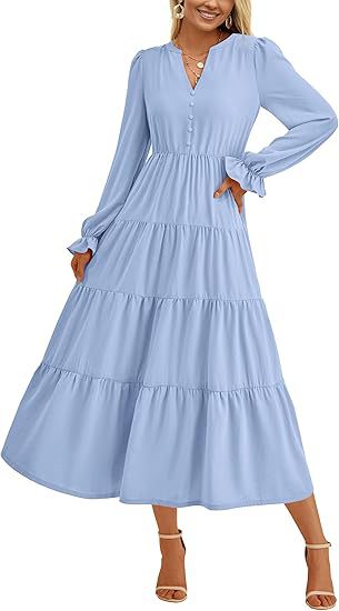 Robe longue à volants et boutons berg-feldt pour femmes