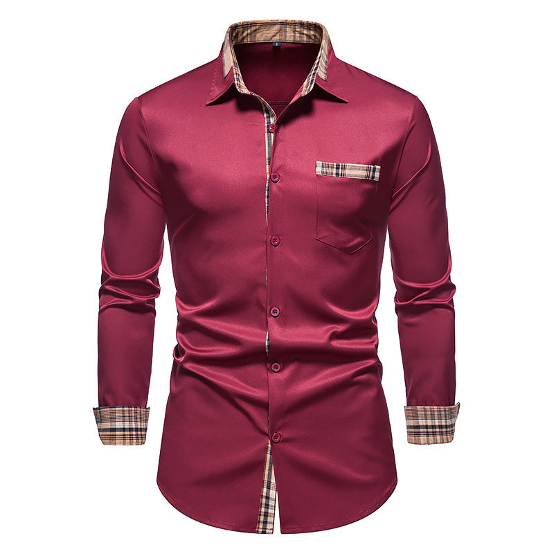 Chemise à manches longues pour homme, motif carreaux, col moderne et poche poitrine Berg-Feldt