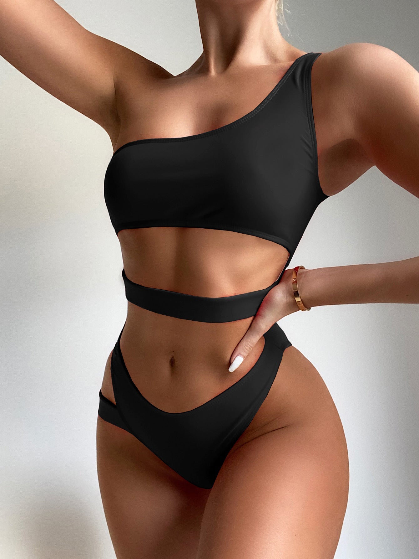 Maillot de bain deux pièces Berg-Feldt pour femme : Coupe découpée ruchée, slip taille haute