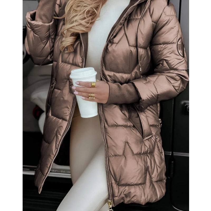 Veste matelassée longue pour femme avec doublure de capuche amovible et poches latérales zippées Berg-Feldt