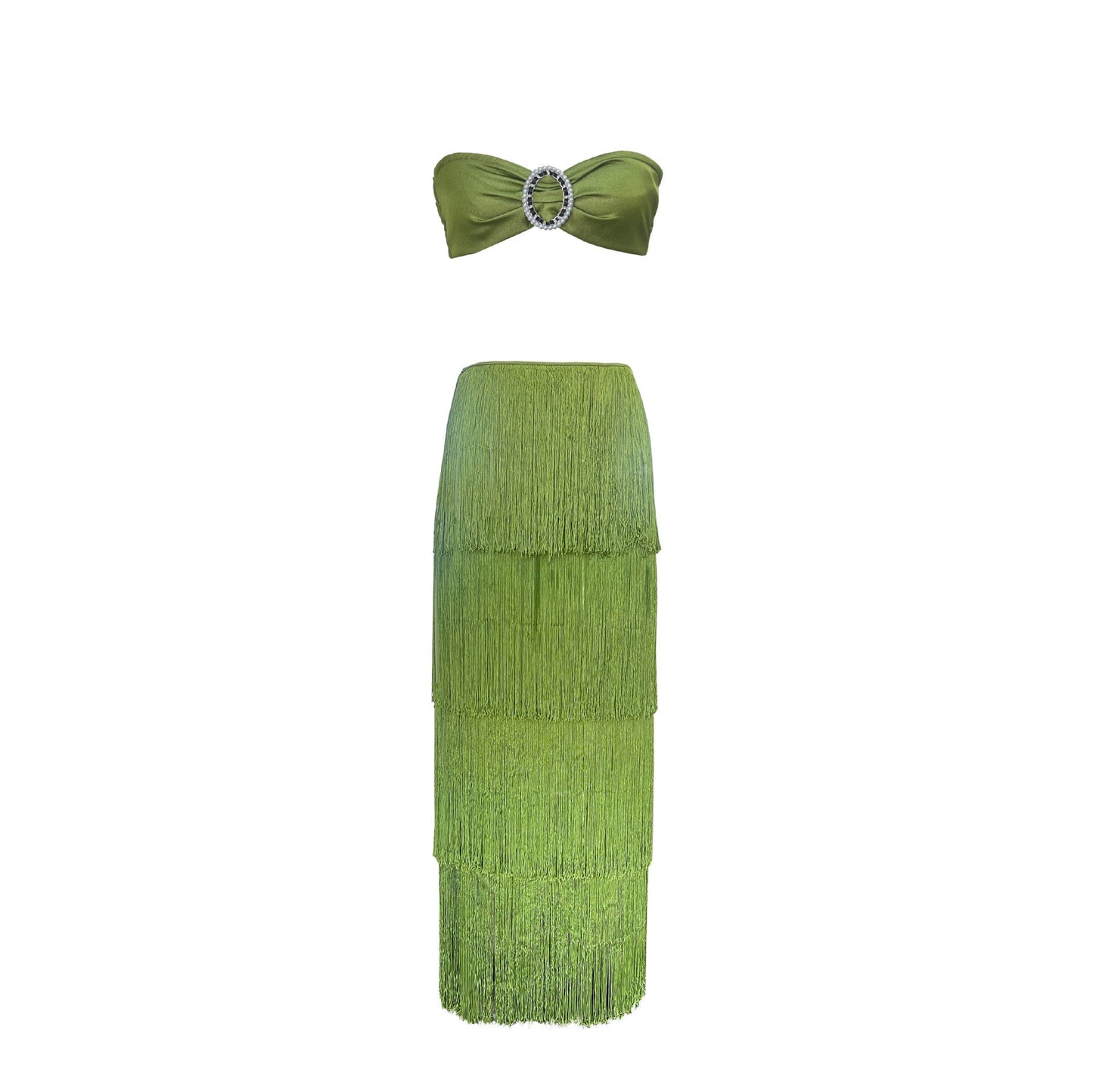 Berg-Feldt Haut bandeau et jupe à franges pour femme