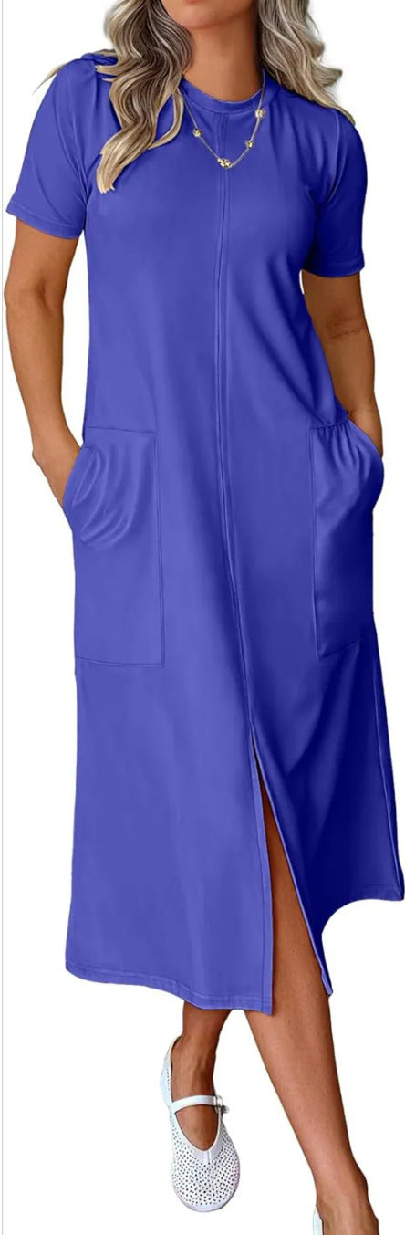 Maxikleid für Damen, lässig geschnitten, mit Taschen und Seitenschlitz von berg-feldt