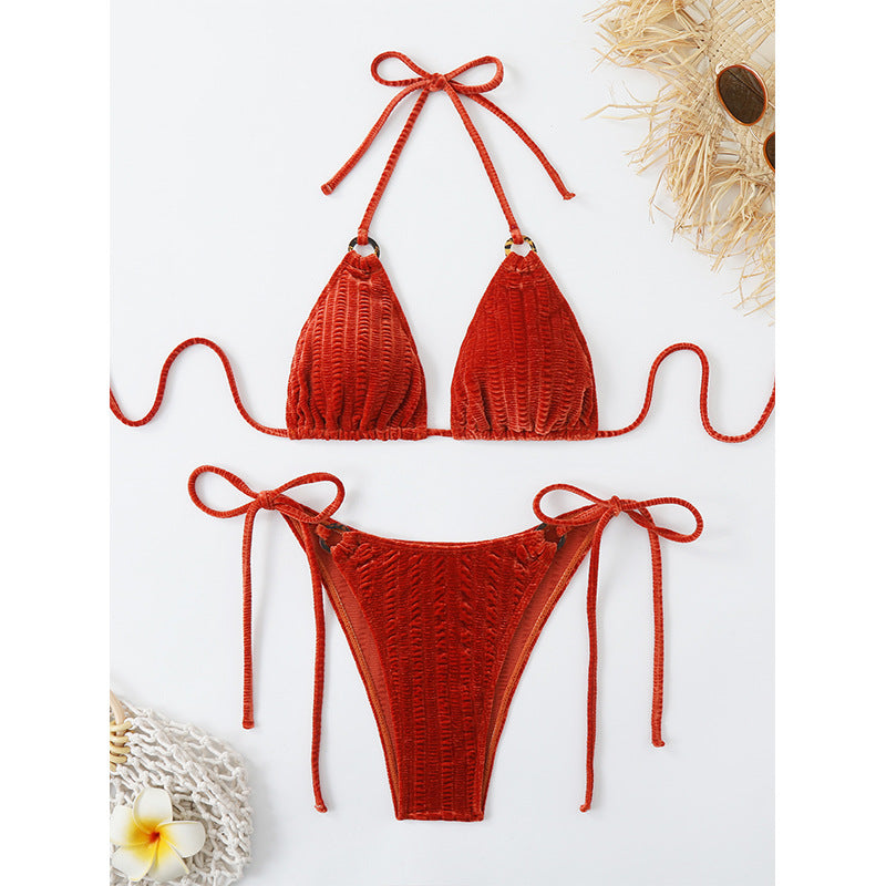 Ensemble de bikini triangle en velours Berg-Feldt pour femmes