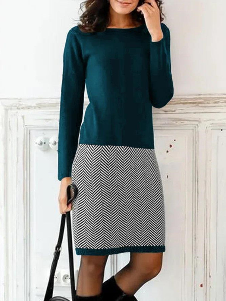 Robe femme Berg-Feldt avec haut en maille et jupe à motif chevrons