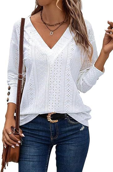 Pull-over tricoté ajouré col en V pour femmes berg-feldt