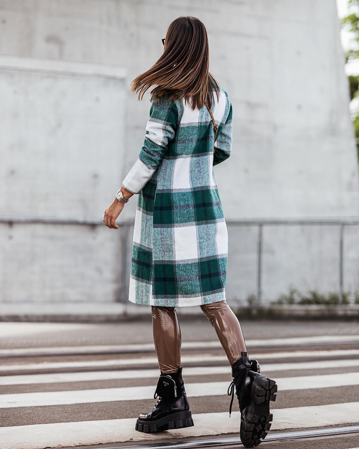 Manteau d'hiver surdimensionné à carreaux pour femme Berg-Feldt
