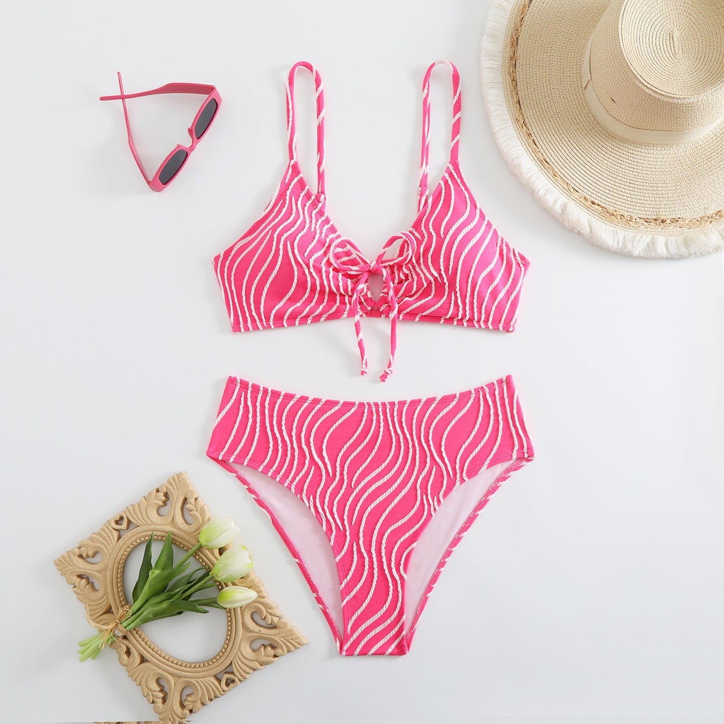 Bas de bikini triangle pour femme avec motif ondulé fantaisie et bretelles réglables berg-feldt