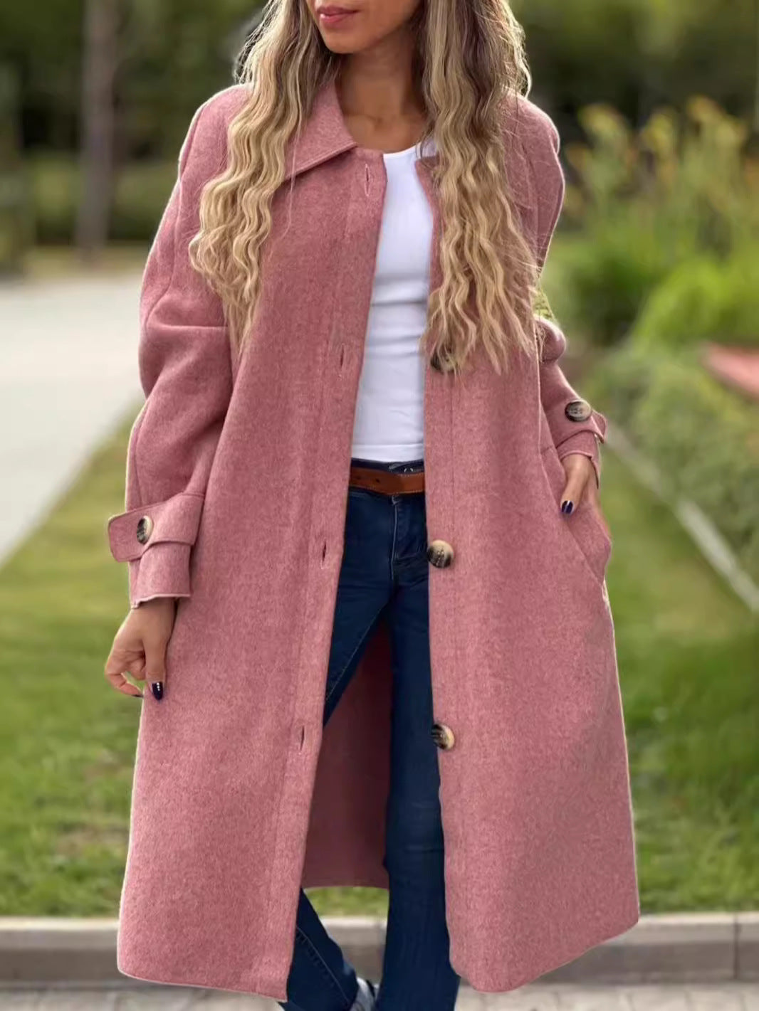 Berg-Feldt | Long manteau - Mélange de laine - Coupe confortable - Fermeture boutonnée sur le devant - Grands revers