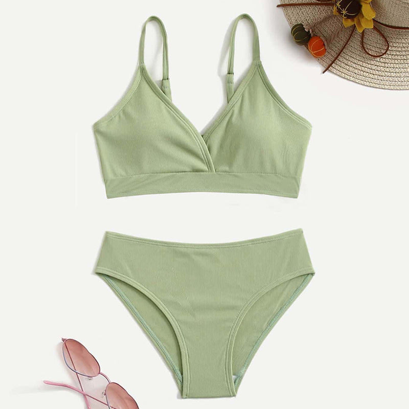 Ensemble bikini femme berg-feldt avec design côtelé élégant et taille haute