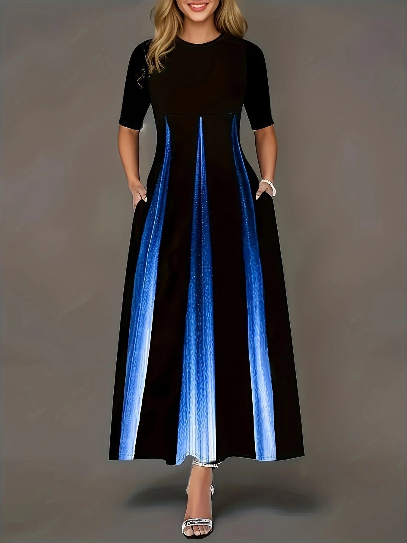 Robe longue pour femme avec dégradé de couleurs moderne et poches latérales pratiques Berg-Feldt