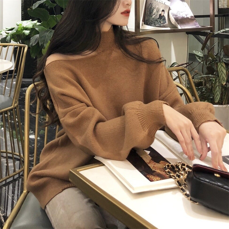 Damen-Pull oversize tendance avec épaules dénudées et col roulé Berg-Feldt