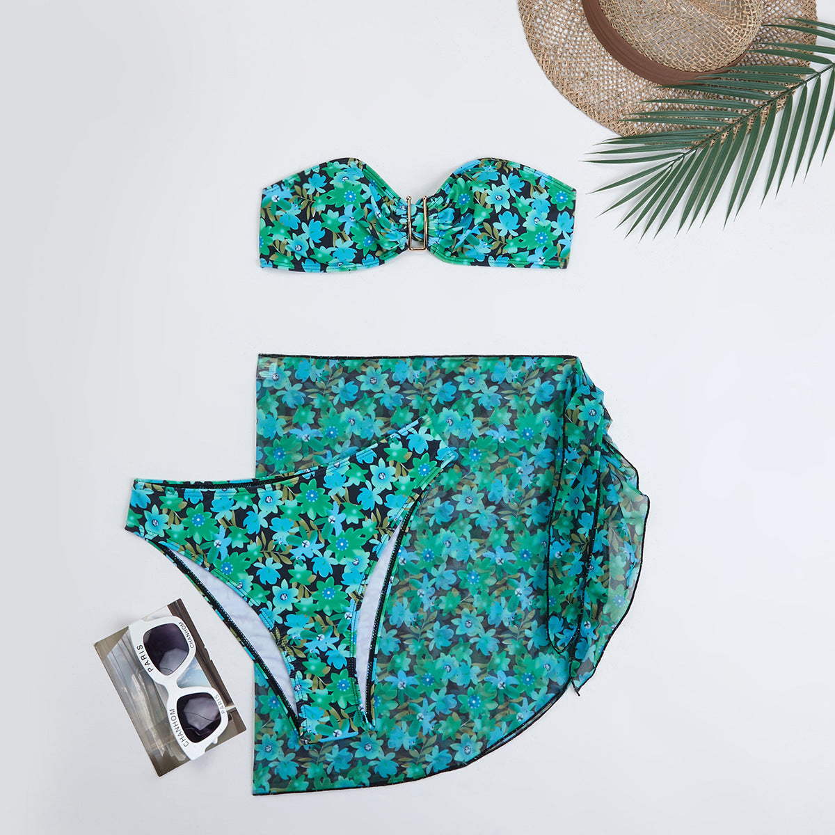 Ensemble de bikini pour femme avec jupe portefeuille et imprimé floral de berg-feldt
