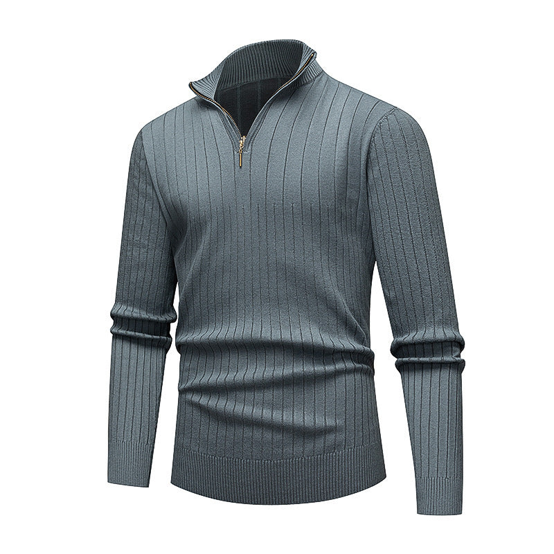 Pull pour homme en maille de qualité avec col montant moderne et fermeture éclair Berg-Feldt