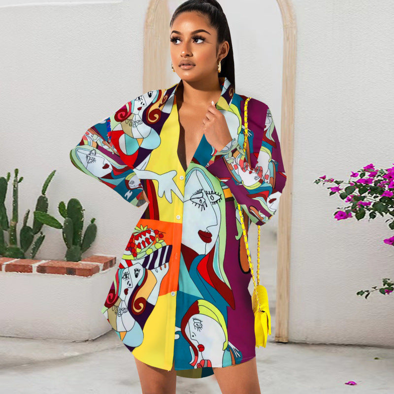 Women's Artistic Print Button Shirt by berg-feldt