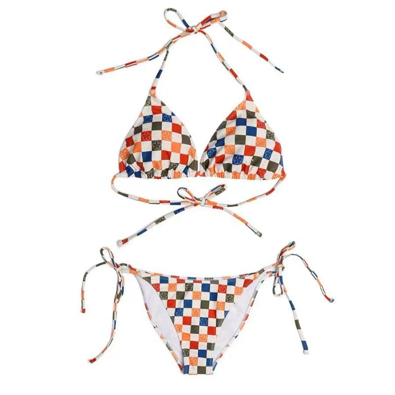 Ensemble de bikini à carreaux, avec haut triangle et bretelles réglables, de berg-feldt