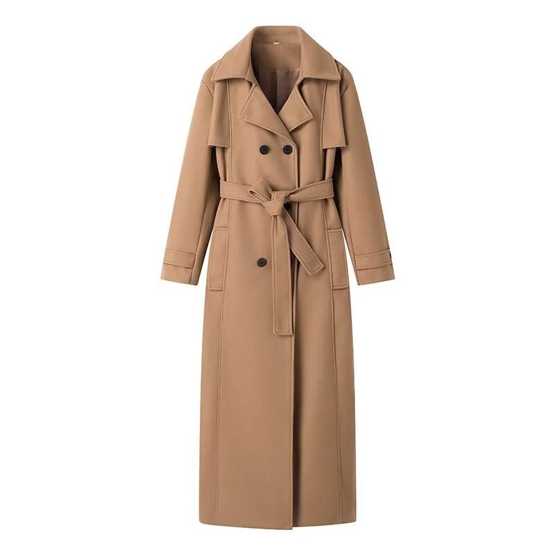 Manteau long pour femme, croisé, avec ceinture de berg-feldt