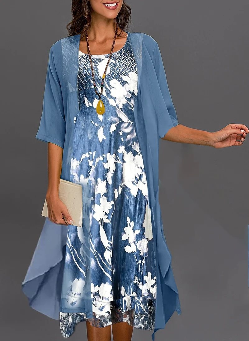 Robe décontractée élégante pour femme à coupe asymétrique et motif floral de berg-feldt