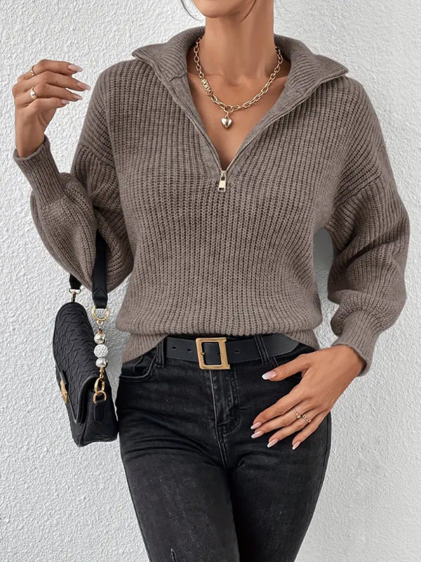 Pullover col montant zippé femme Berg-Feldt