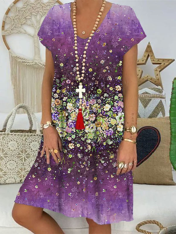A-Linie Damenkleid mit Cap-Ärmeln und Blumenmuster von berg-feldt